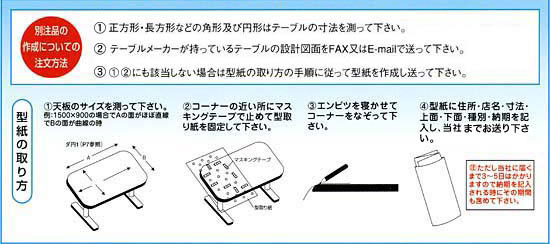 �ʒ��e�[�u���}�b�g�@�I�[�_�[�A�ό`�̐����@